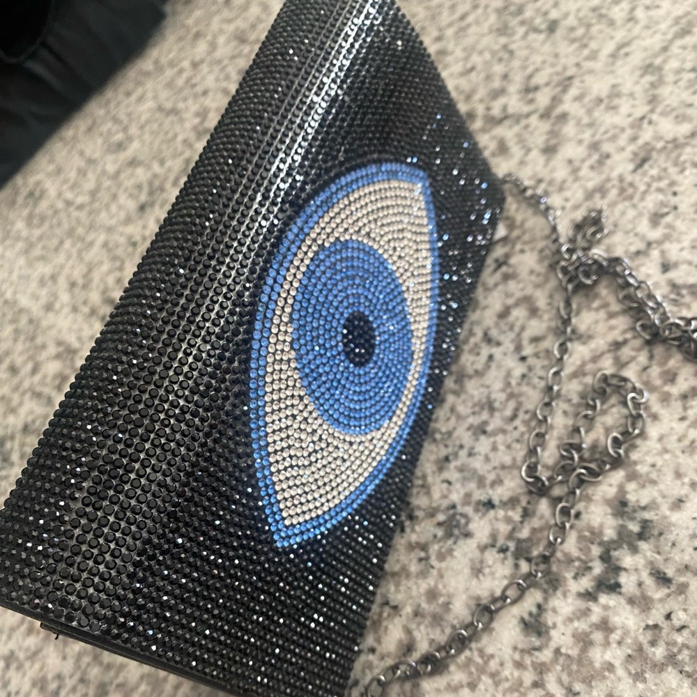 ✨Bling Black Evil Eye Clutch with Chain